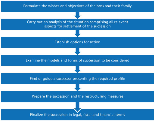 Graphic. Describes the different stages of successfully managing a business transfer