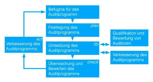 Informationsgrafik, die den Prozessablauf für ein Auditprogramm darstellt