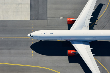 A plane on the runway.