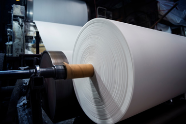 A roll of paper in a factory.