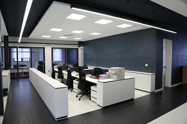 Vacant offices in empty space.