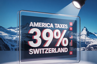 39 % dazi doganali bandiera svizzera e bandiera americana